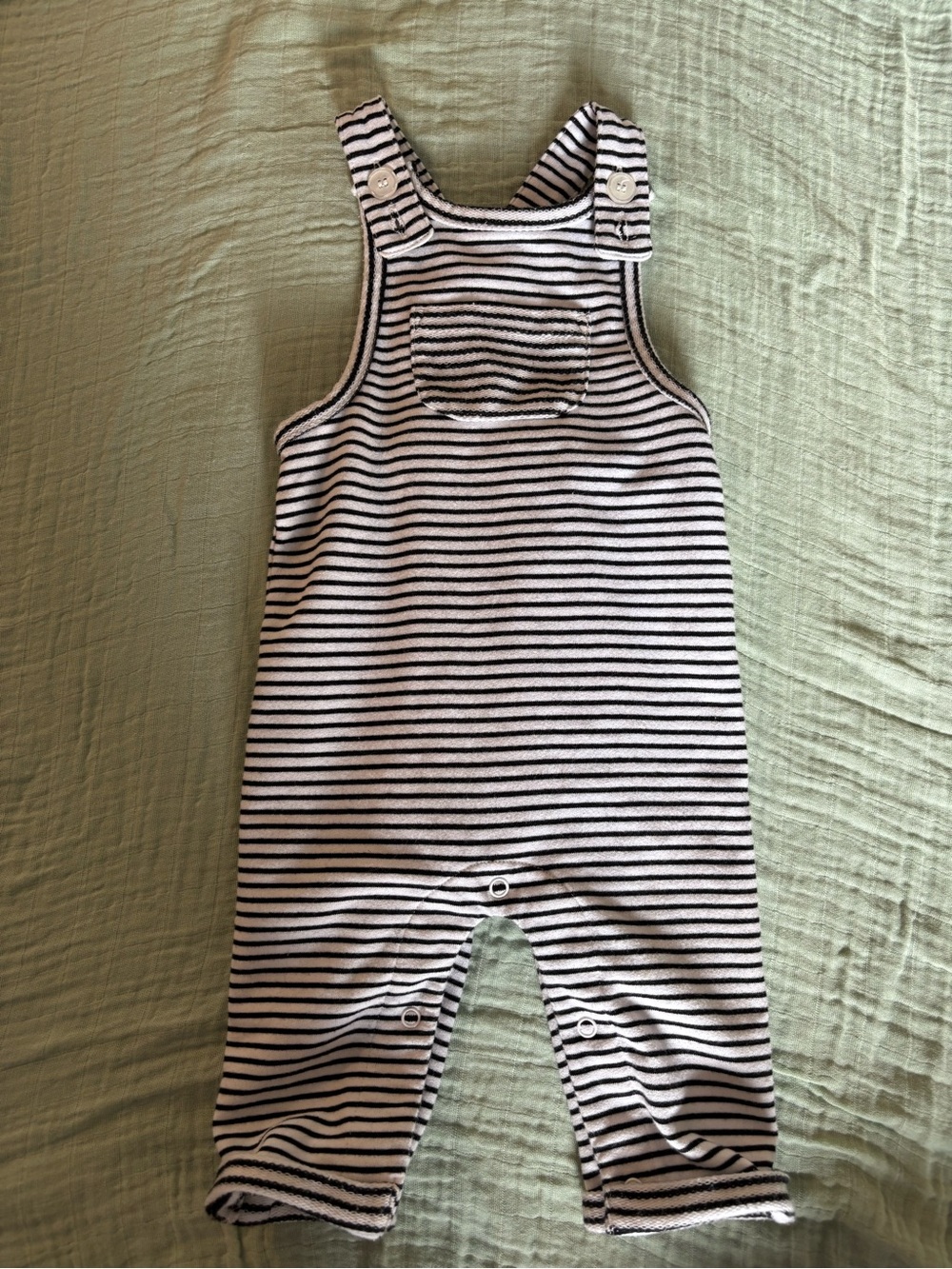 Striped Black & White Baby Overalls